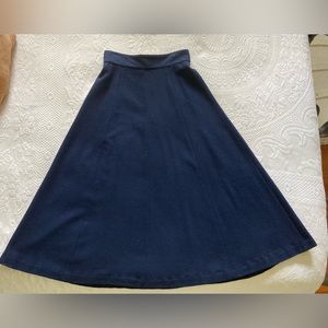 Navy 100% Wool long 8 paneled Gored Skirt- Handmade.